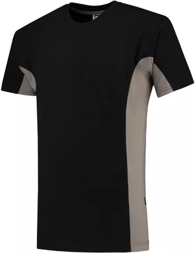 T-shirt met borstzak Bicolor - in 12 kleuren